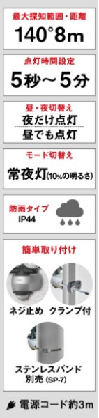 画像11: 7.5W×2灯 LEDソーラーセンサーライト P15-1502 (11)